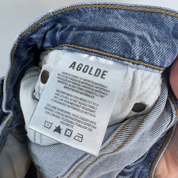 Agolde Distressed Size 24 /0 Mid Rise Straight Crop Jeans  Kye 67640 - Picture 9 of 10